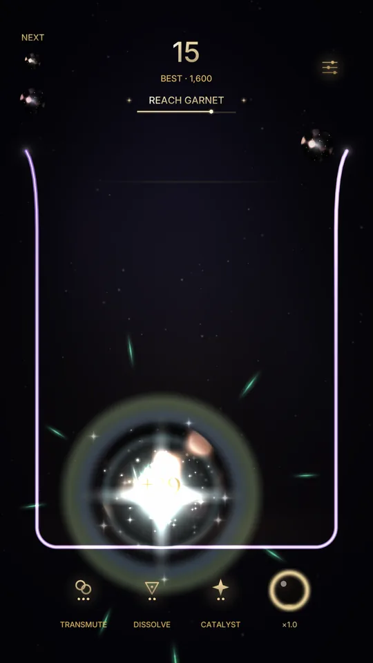 The same vessel under a violet rite, a merge flaring at its centre.